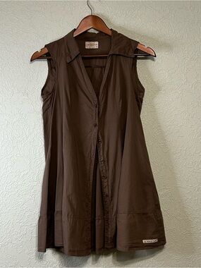 Brown Flared Tunic Top | 100% Cotton | Le Blé en Herbe | L/XL
